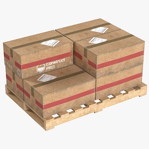 3D Cardboard Box Pallet 2 model