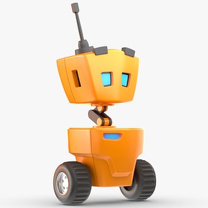 Cute Stylized Cartoon Robot Orange