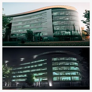 Modern Glass Office building - Day and Night