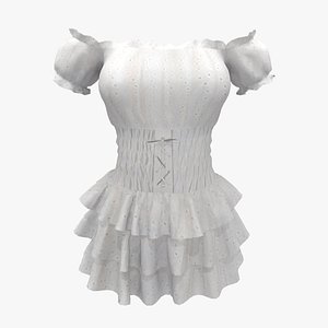3D Off Shoulder Front Laced Peasant Dress