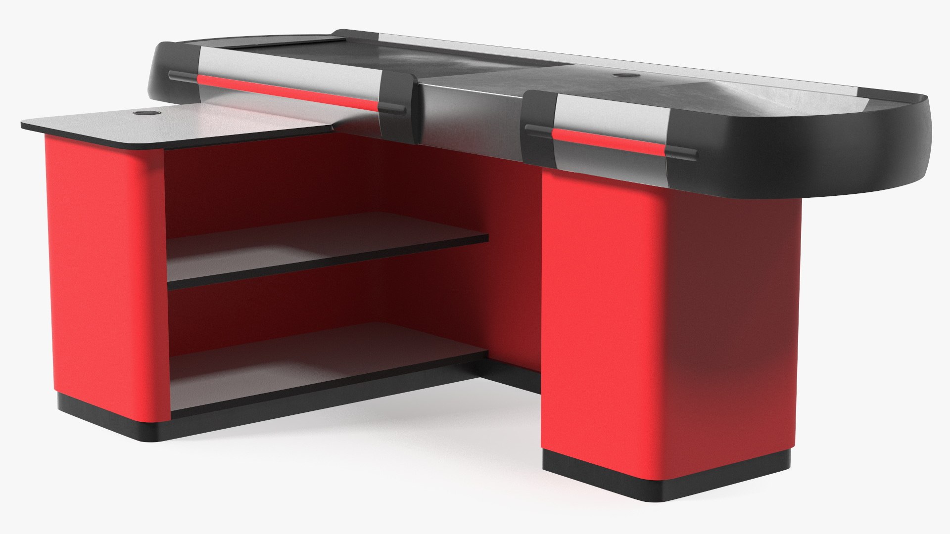 Ergonomic Small Retail Checkout Counter Red Rigged 3D model preview