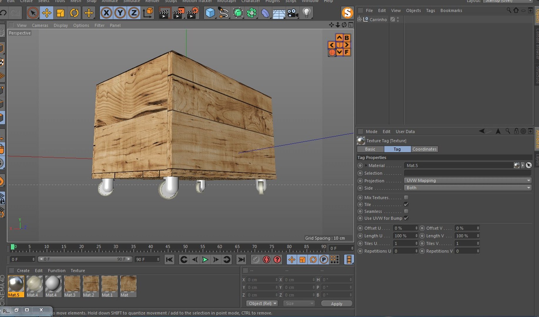 3d Wood Box Wheels Model