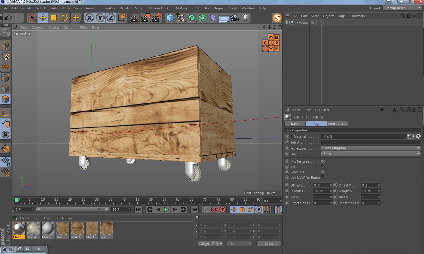 3d Wood Box Wheels Model