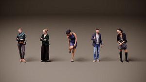 3D model Collection of people x 5 02