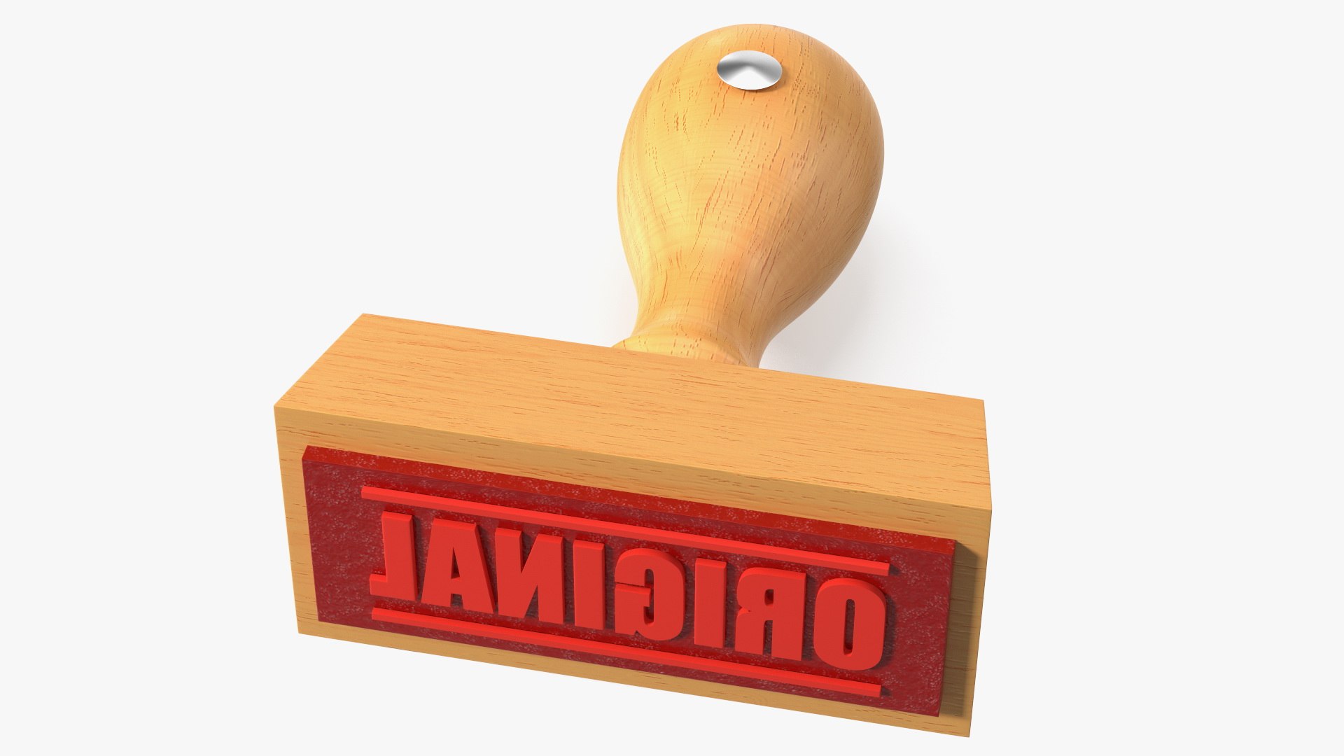Rubber Stamp with Wood Handle Original 3D model preview