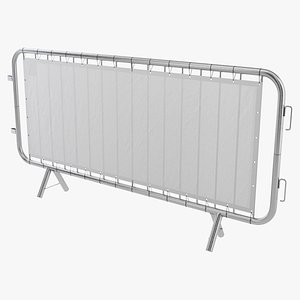 Crowd Control Barrier With Banner 3D model