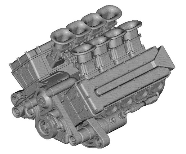 3d model v8 engine