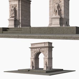 Monumental Arch Structure with Sculptures 3D model