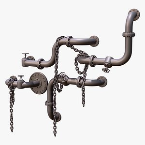 3D Industrial Pipe System with Chains M1 model