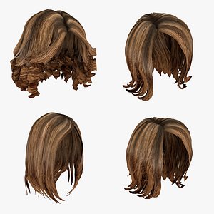 3d model of female hairstyles pack