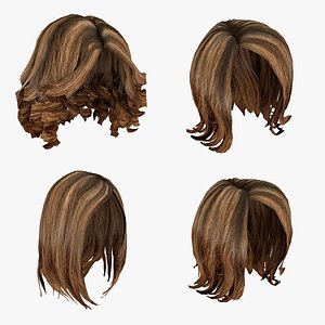 Female hair lowpoly 3 colors 3D Model $15 - .unknown .3ds .max