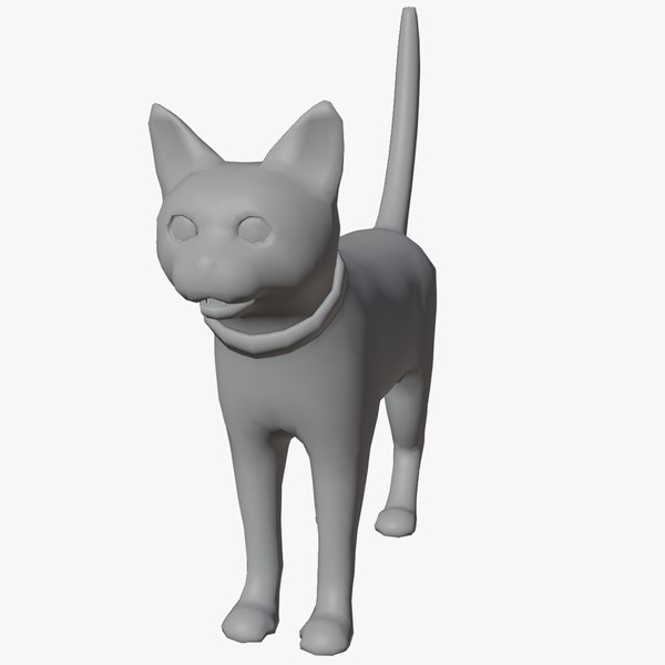 3D model Rigged Cartoon Cat Base Model textured - Low Poly FBX-BLEND-OBJ