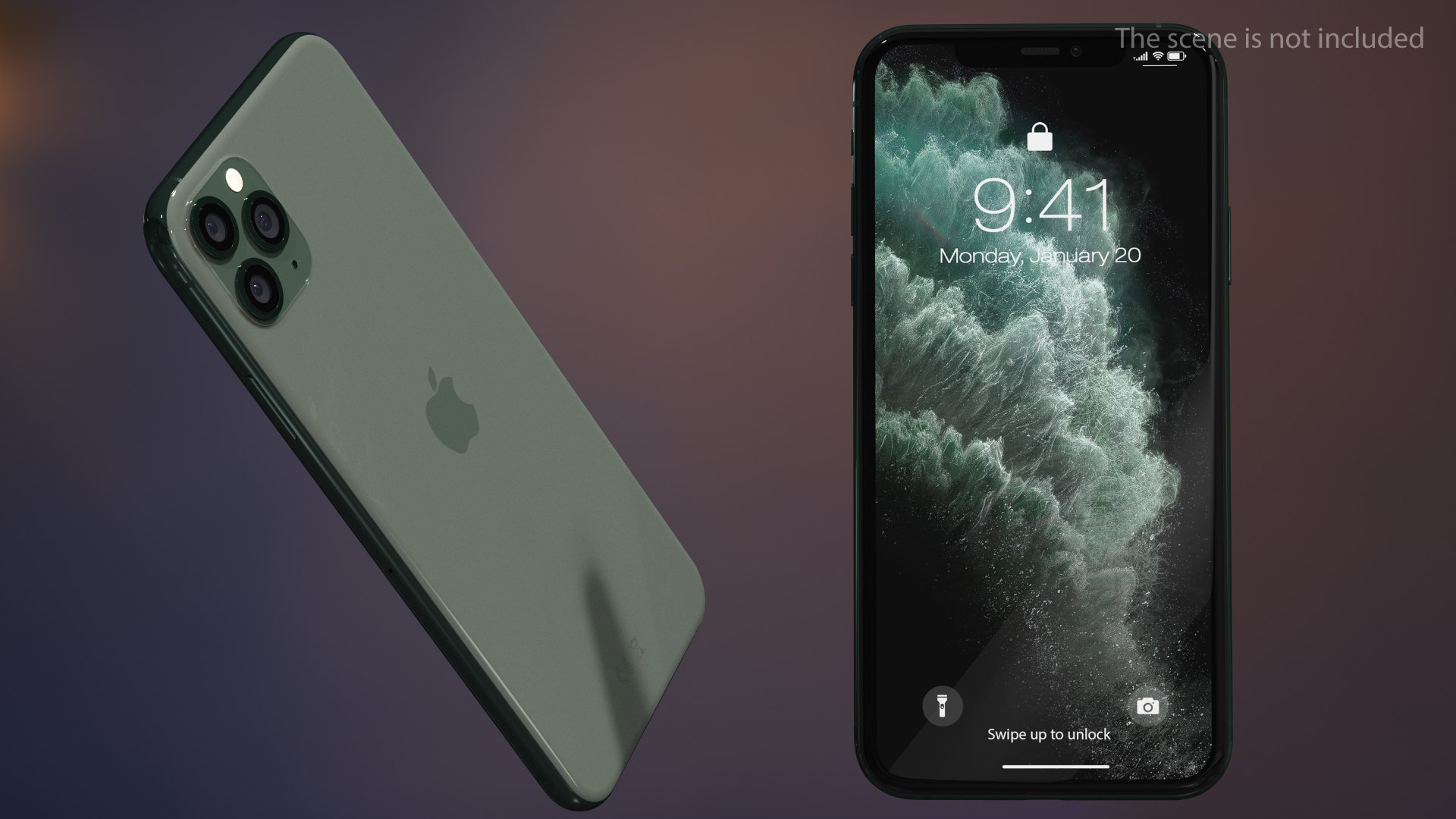 iPhone 11 Pro Max Midnight Green 3D model preview