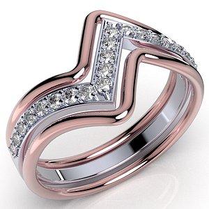 set rings wires gold 3D model
