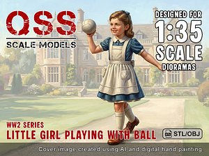 Little Girl Playing with Ball 3D model