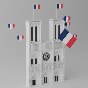 Notre Dame de Paris France Landmark 3D