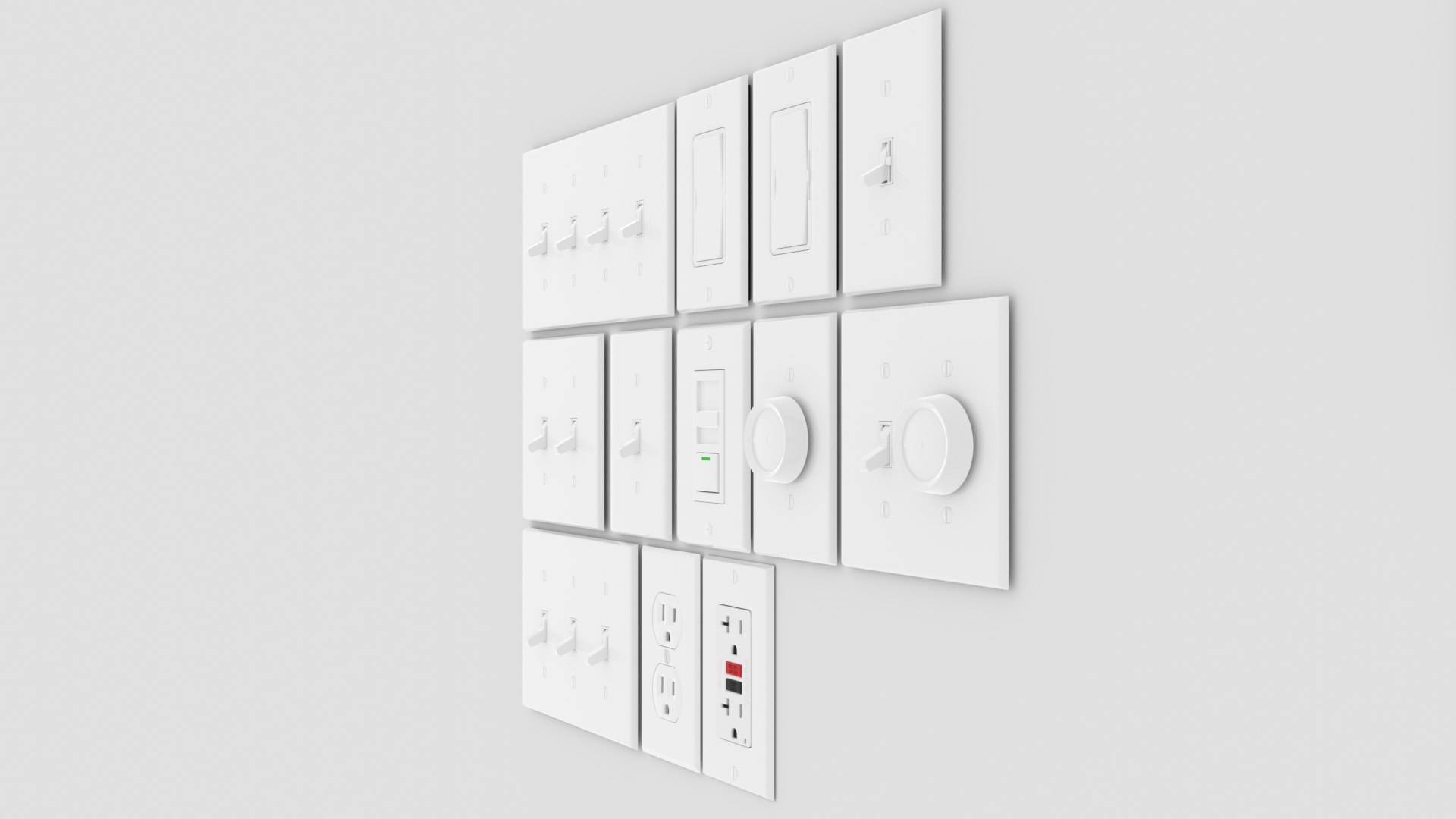 3D light switches outlets interior design model - TurboSquid 1696109