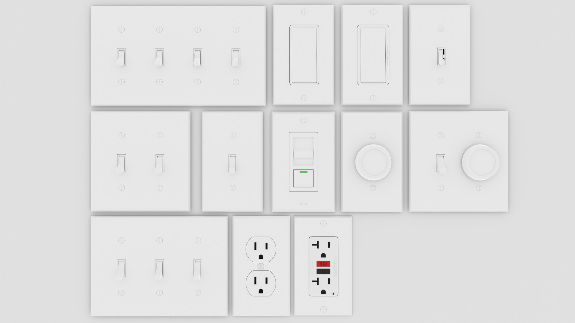 3D light switches outlets interior design model - TurboSquid 1696109