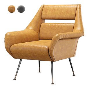 Enamel and Leather Armchair by Gio Ponti 3D model