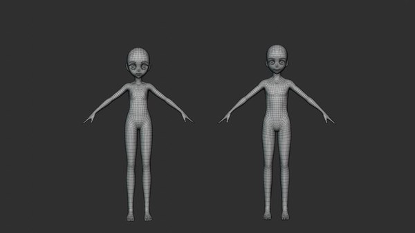 3D Stylized Anime Boy and Girl Character Base Mesh 3D Model model ...