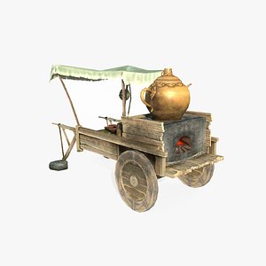 3D Ancient Asian roadside tea stands