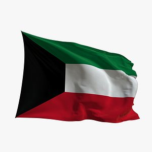 3D Realistic Animated Flag - Microtexture Rigged - Put your own texture - Def  Kuwait