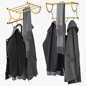 3D Antique Gold Luggage Rack With Coat Hooks