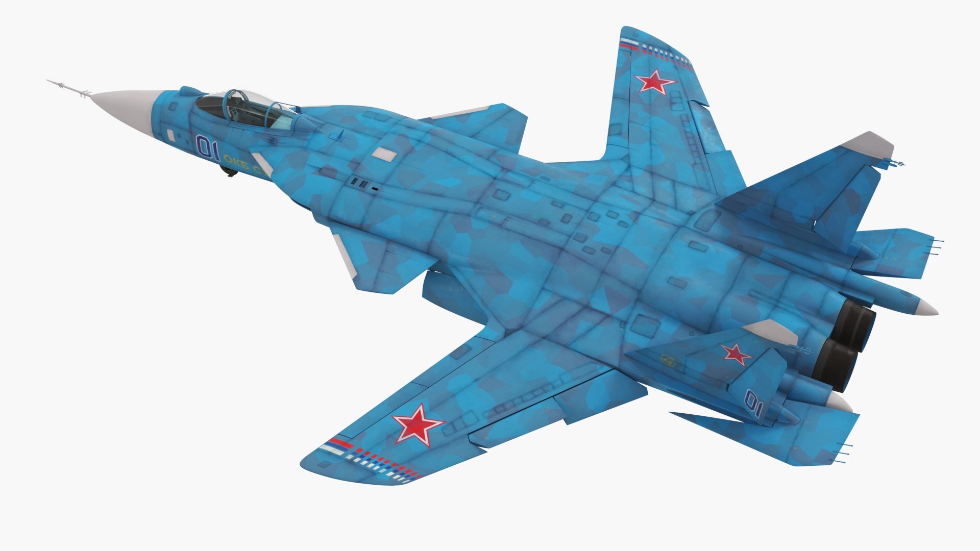 Sukhoi Su 47 Berkut Russian Supersonic Jet Fighter in Flight 3D model preview