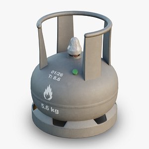 3D 5kg Domestic LPG Cylinder - Gray - PBR - 2K 4K model