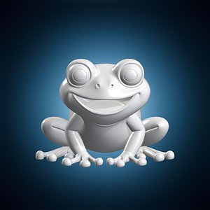 3D Happy Frog in Crouching Pose model