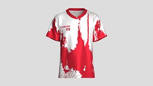 3D Men Red White Abstract Paint Splash Graphic Jersey model