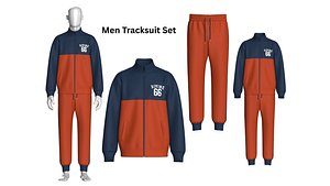 Men Tracksuit Set - Athletic Zip Up Jacket And Jogger Pants model