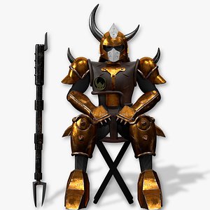 Demon Altar Fighter Mecha Samurai Anime Characters Blazing Fire Armor Tua God Beautiful Yellow Right