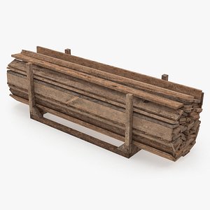 old wooded planks storage 3D