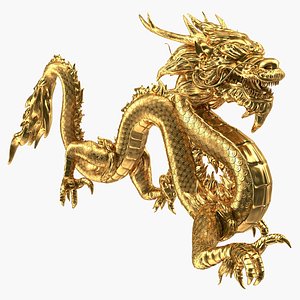 Golden Chinese Dragon 3D Model