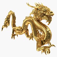 Golden Chinese Dragon 3D Model