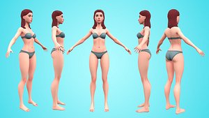 Aline - Female Base Mesh - Cartoon Character 3D model