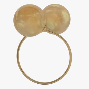 3D golden ring pearls model