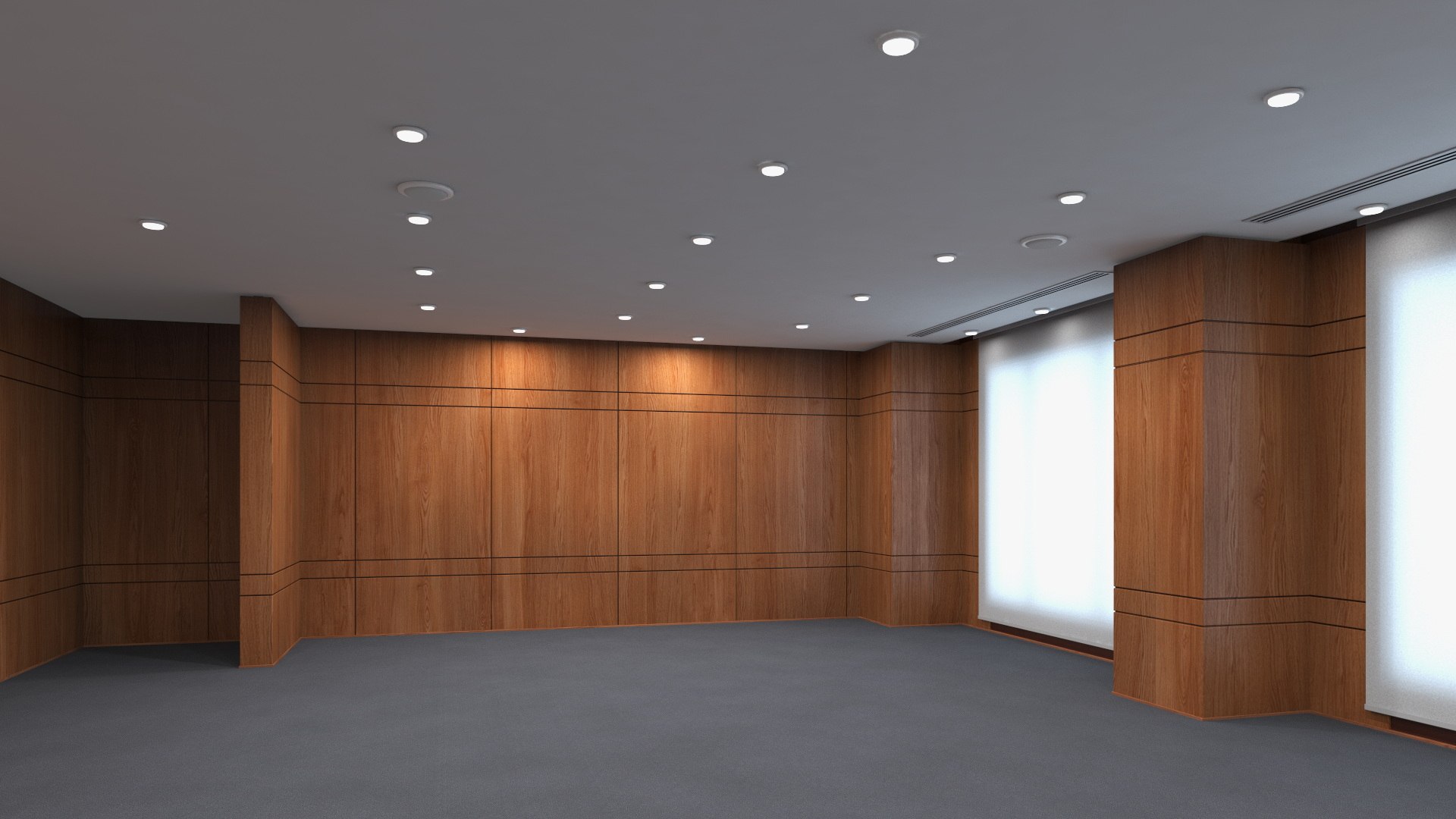 Wooden Meeting Room 3D model preview