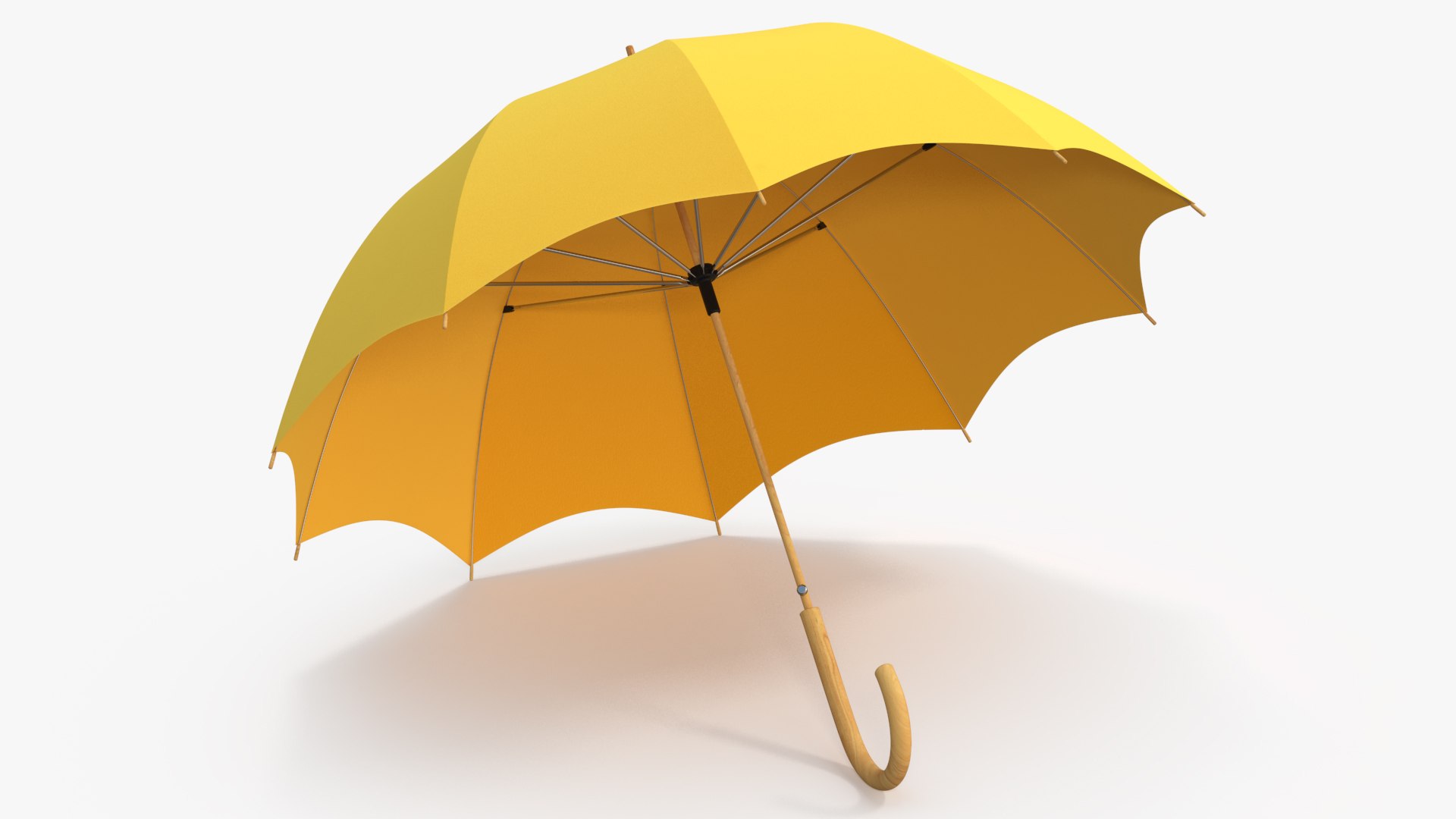 Open Umbrella Yellow 3D model preview