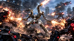 Sci-Fi Combat Mech Robot Game Ready High Poly model