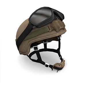 3D model Army helmet and goggles