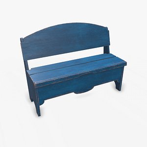 Painted Outdoor Wooden Bench Low-pooly PBR