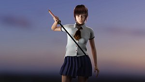 3D Japanese School Girl Akari
