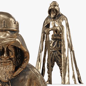Vintage Golden King Arthur Figurine 3D