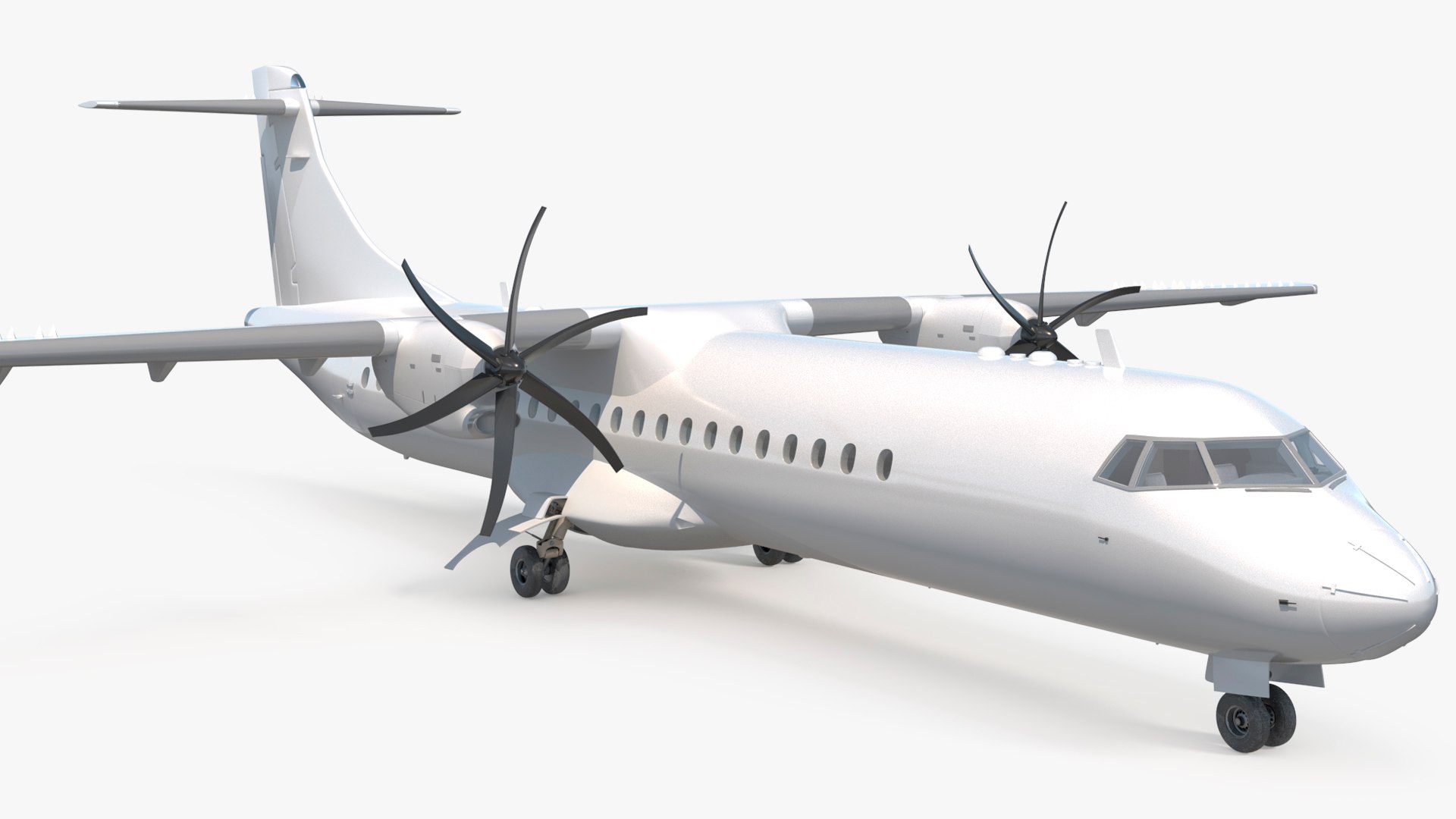 Civil Passenger Plane with Dual Propellers White 3D model preview