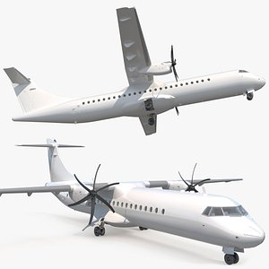 3D Civil Passenger Plane with Dual Propellers White