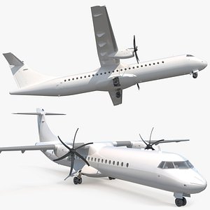 Civil Passenger Plane with Dual Propellers White