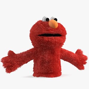 Hand Puppet Elmo Fur Rigged 3D model