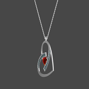 Ruby heart Necklace model
